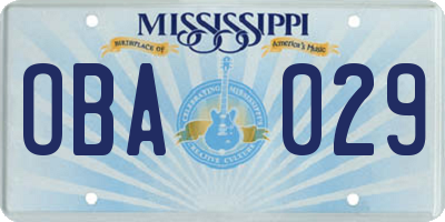 MS license plate OBA029