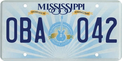 MS license plate OBA042