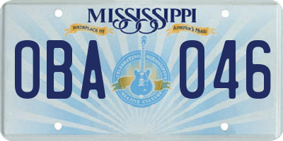 MS license plate OBA046