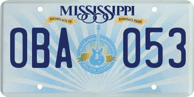 MS license plate OBA053