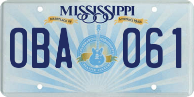 MS license plate OBA061