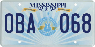 MS license plate OBA068