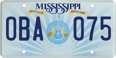 MS license plate OBA075
