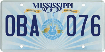 MS license plate OBA076