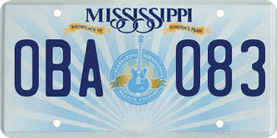 MS license plate OBA083