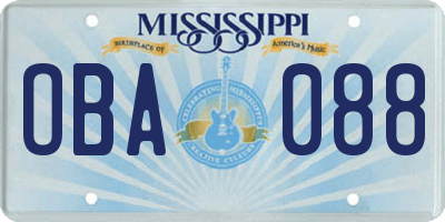 MS license plate OBA088