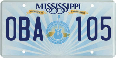 MS license plate OBA105