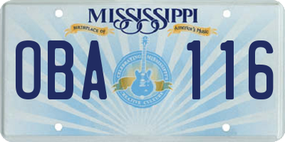MS license plate OBA116