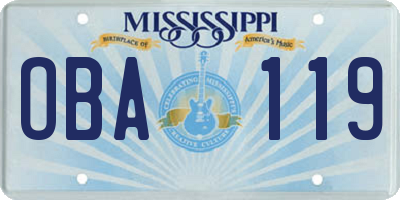 MS license plate OBA119