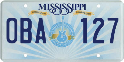 MS license plate OBA127