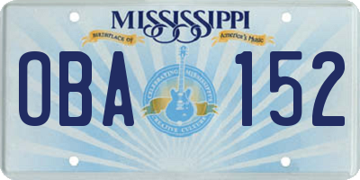 MS license plate OBA152