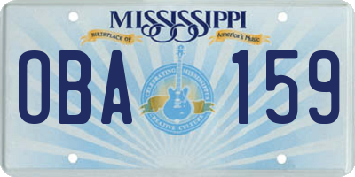 MS license plate OBA159