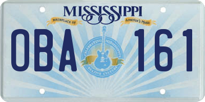 MS license plate OBA161