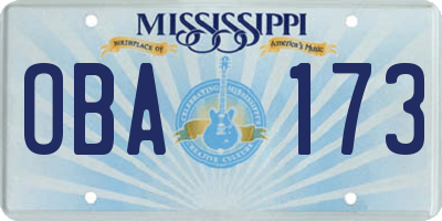 MS license plate OBA173