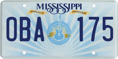 MS license plate OBA175