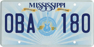 MS license plate OBA180
