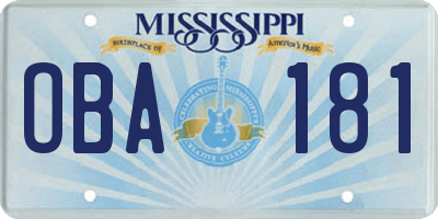 MS license plate OBA181