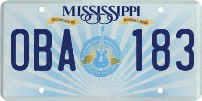 MS license plate OBA183