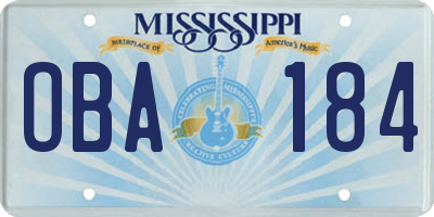 MS license plate OBA184
