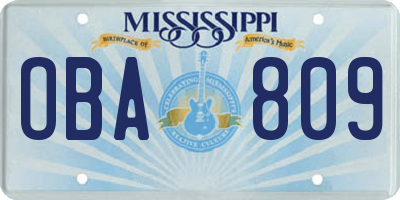 MS license plate OBA809