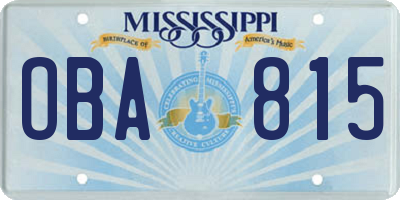 MS license plate OBA815