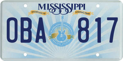 MS license plate OBA817