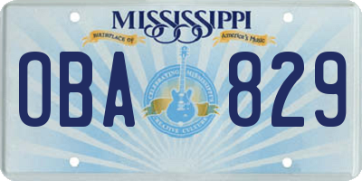 MS license plate OBA829