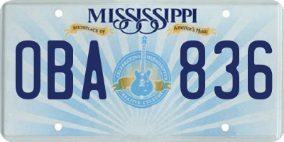 MS license plate OBA836