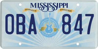 MS license plate OBA847