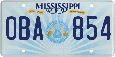 MS license plate OBA854
