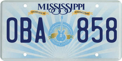 MS license plate OBA858