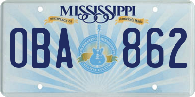 MS license plate OBA862