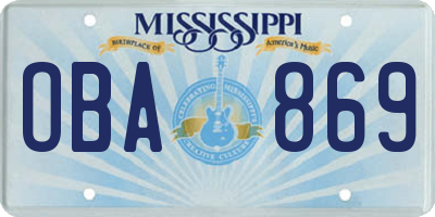 MS license plate OBA869