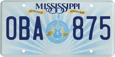 MS license plate OBA875