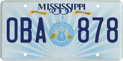 MS license plate OBA878