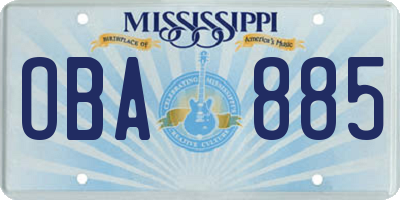 MS license plate OBA885
