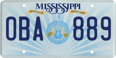 MS license plate OBA889