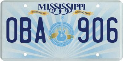 MS license plate OBA906