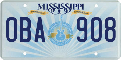 MS license plate OBA908