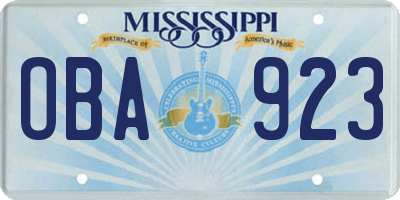 MS license plate OBA923
