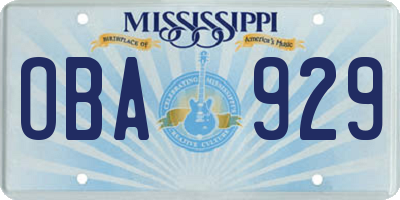 MS license plate OBA929