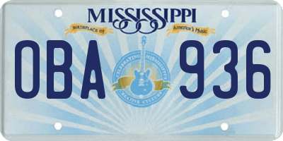 MS license plate OBA936