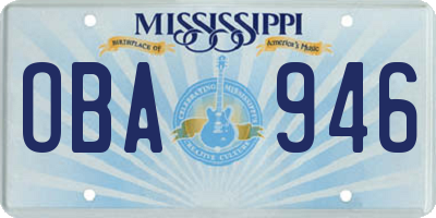 MS license plate OBA946