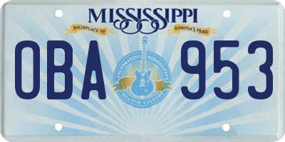 MS license plate OBA953