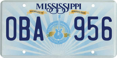 MS license plate OBA956