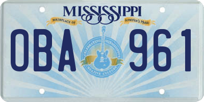 MS license plate OBA961