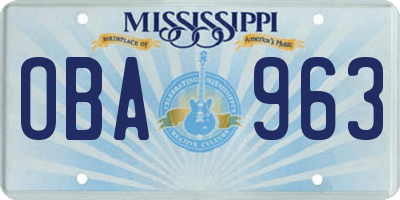 MS license plate OBA963