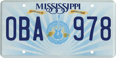 MS license plate OBA978