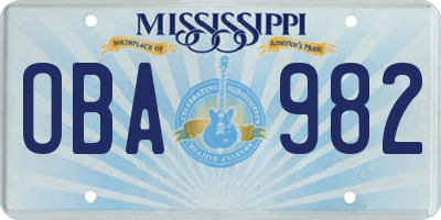 MS license plate OBA982