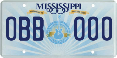 MS license plate OBB000